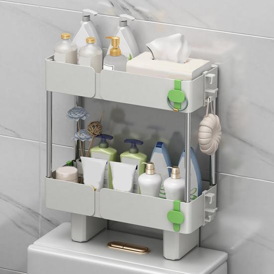 Storage Rack Toilet Tank Organizer Large Capacity Strong Load-bearing Waterproof Double Layer Design Bathroom Shampoo Rack