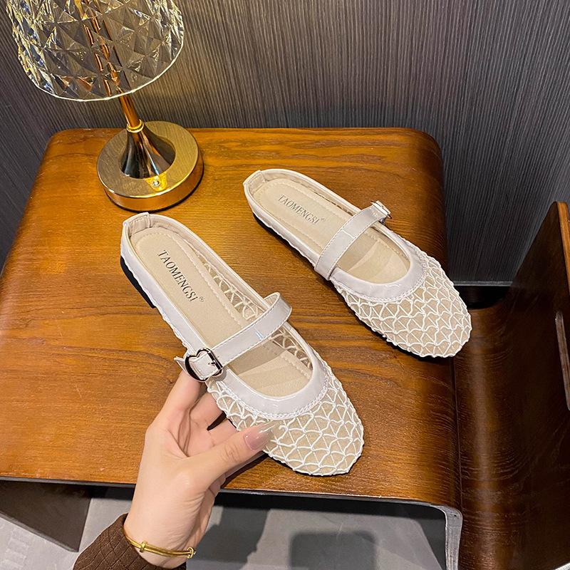 

Иксинда дышащая сетчатая обувь балетки женские полые Мэри Джейн одинарная обувь женские мюли лето 43 белый