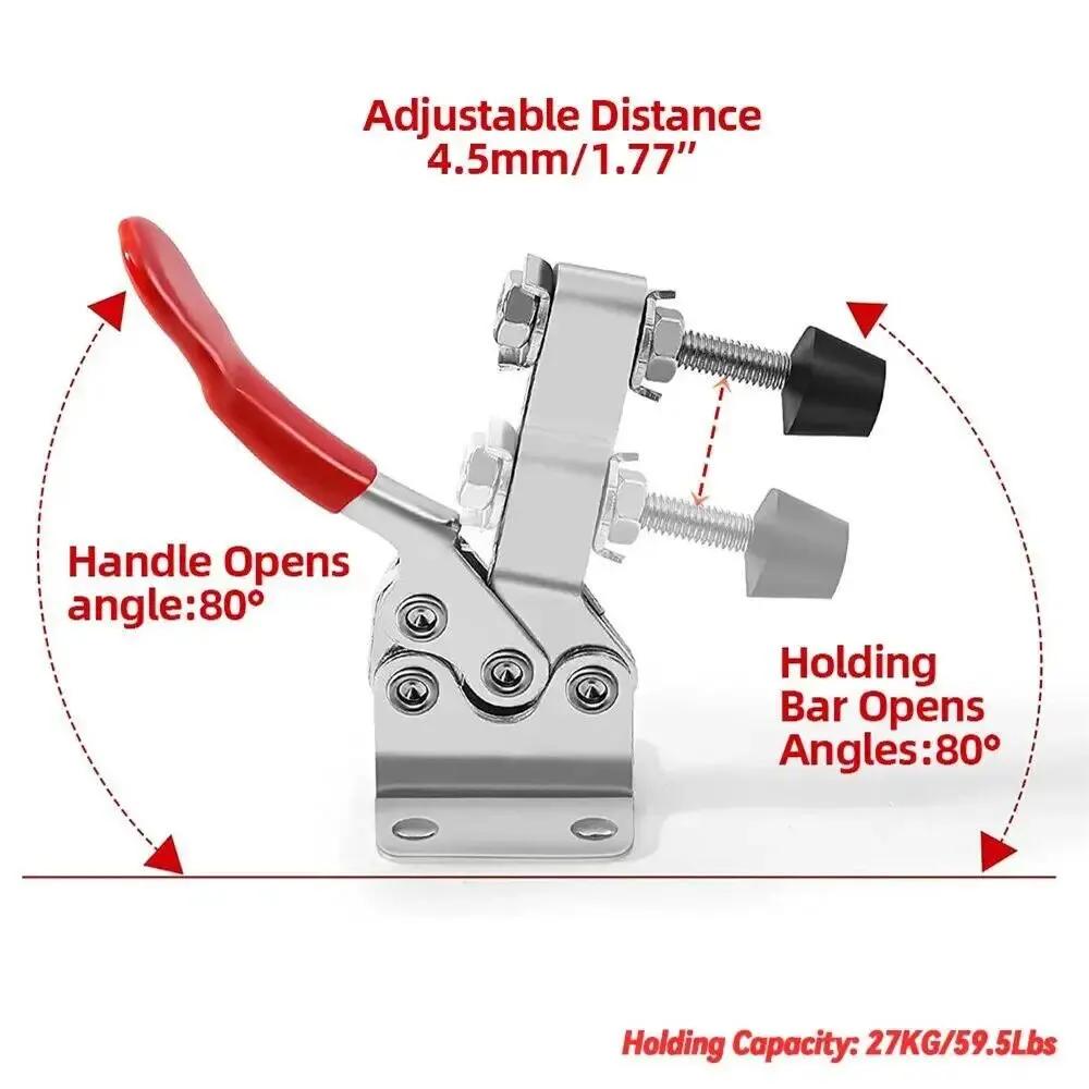 4Pcs Horizontal Toggle Clamp Quick-Release Toggle Clamps Set Woodworking Pliers Pressers Universal Vertical Quick Fixture GH 201