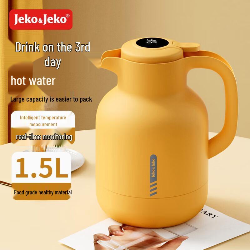JEKO&JEKO Smart Digital Display Glass Liner Thermos Flask, 1.5L