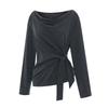 TVIEW Stripe Drape Cowl Neck T-Shirt_V6C-Cts002