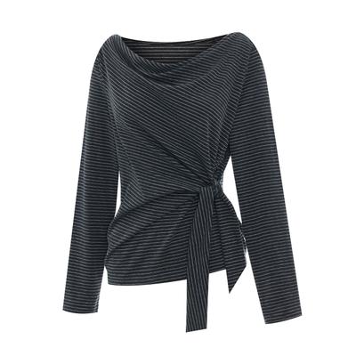TVIEW Stripe Drape Cowl Neck T-Shirt_V6C-Cts002