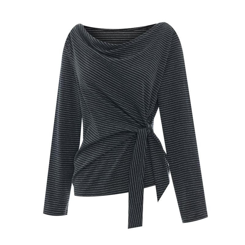TVIEW Stripe Drape Cowl Neck T-Shirt_V6C-Cts002