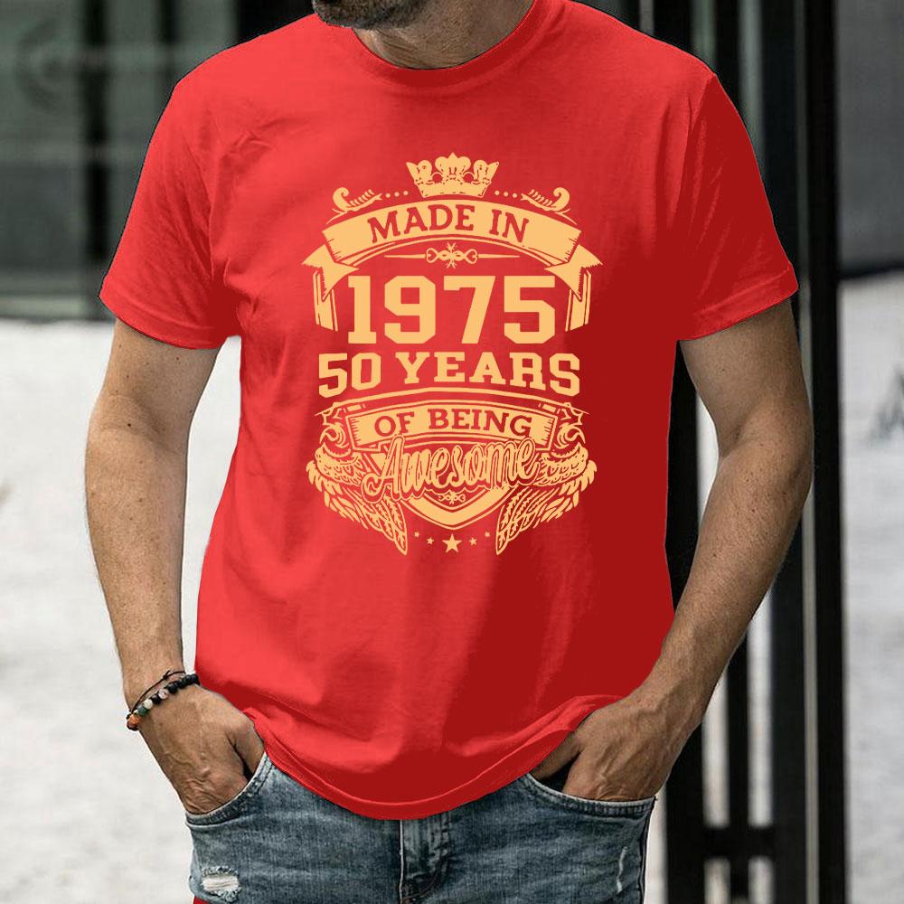 Rolig Tillverkad 1975 50 År av Att Vara Fantastisk Vintage 50-årsfödelsedags T-shirts Män Casual T-shirt Lös Streetwear T-shirt Topp Kläder