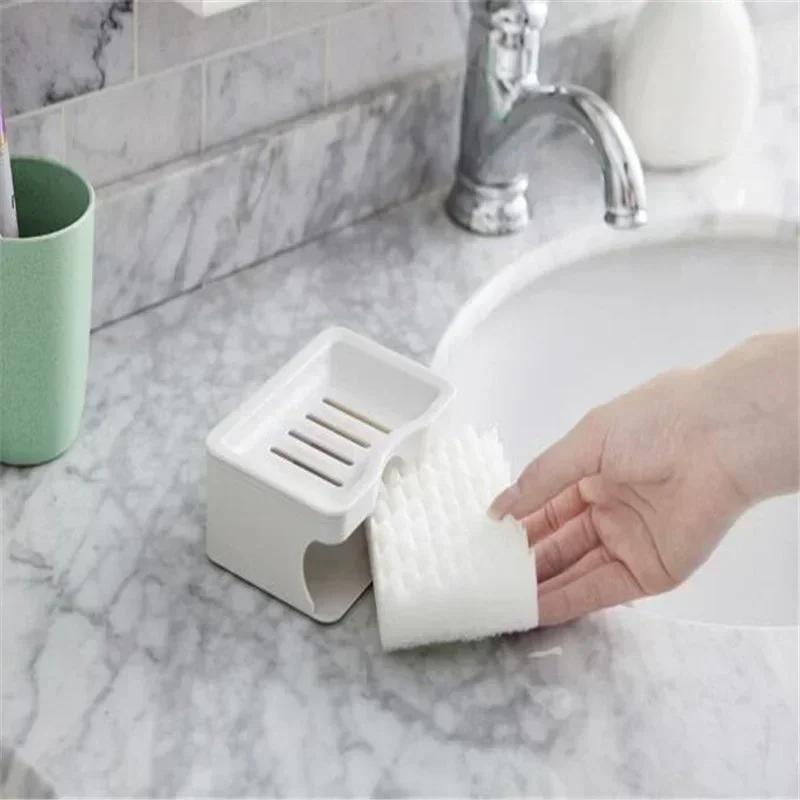 Bathroom Tools Double Layered Covered Drain Sponge Soap Box Grid Drain Soap Box Bathroom Household Kitchen Accessories Tools