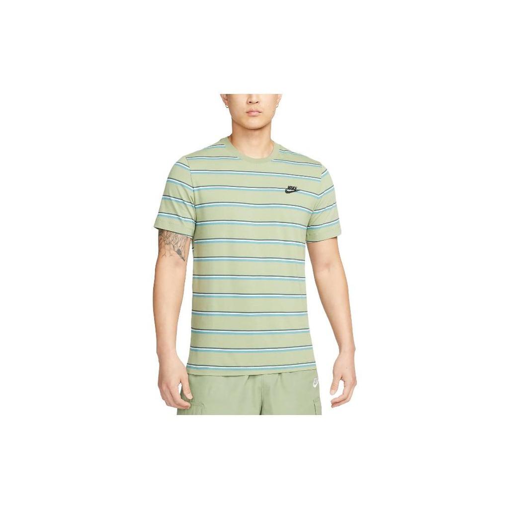 Nike Striped Logo Round Neck Pullover Short Sleeve T-Shirt Men Tops Matcha DZ2986-386