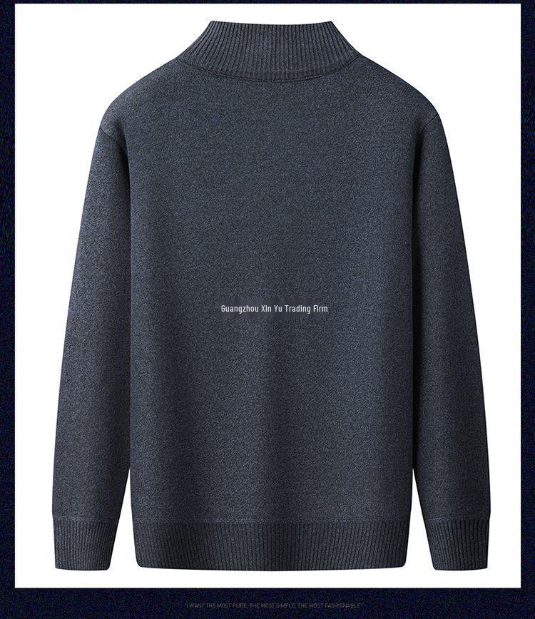 Men's High Neck Half-Zip Fleece Sweater – Trendy, Thick Knitwear for Autumn & Winter