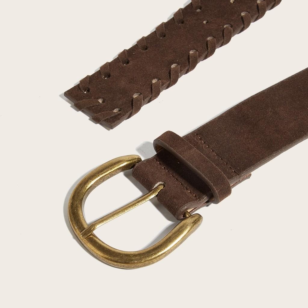 Solid Color Fashion Gold Buckle Women Casual Suede Waist Belt For Daily Use