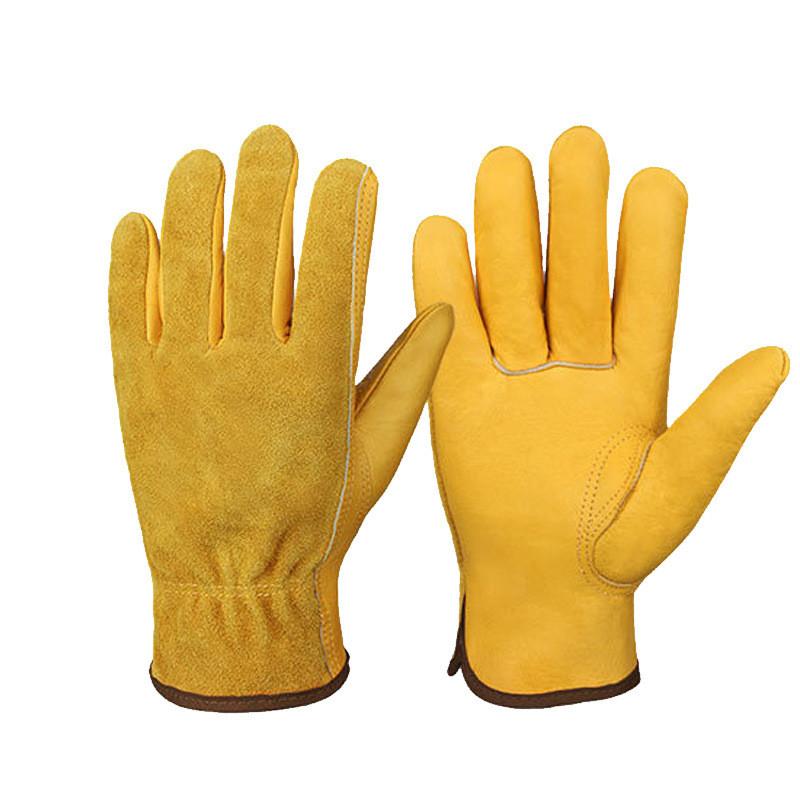 Work Gloves Cowhide Leather Gardening Mechanical Welding Safety For Industrial Use
