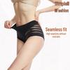 Plus Size Mid-Waist Women's Briefs - Light Tummy Control, Hip-Lifting, Striped Mesh, Breathable, Thin, Pure Cotton Crotch.