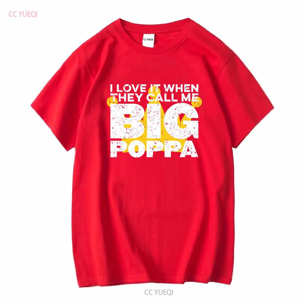 KOCHAM TO, KIEDY Nazywają mnie Big Poppa Korona Hip Hop Czarny T-shirt vintage Spłowiały moda Stylowy Lekko Rozciągliwy