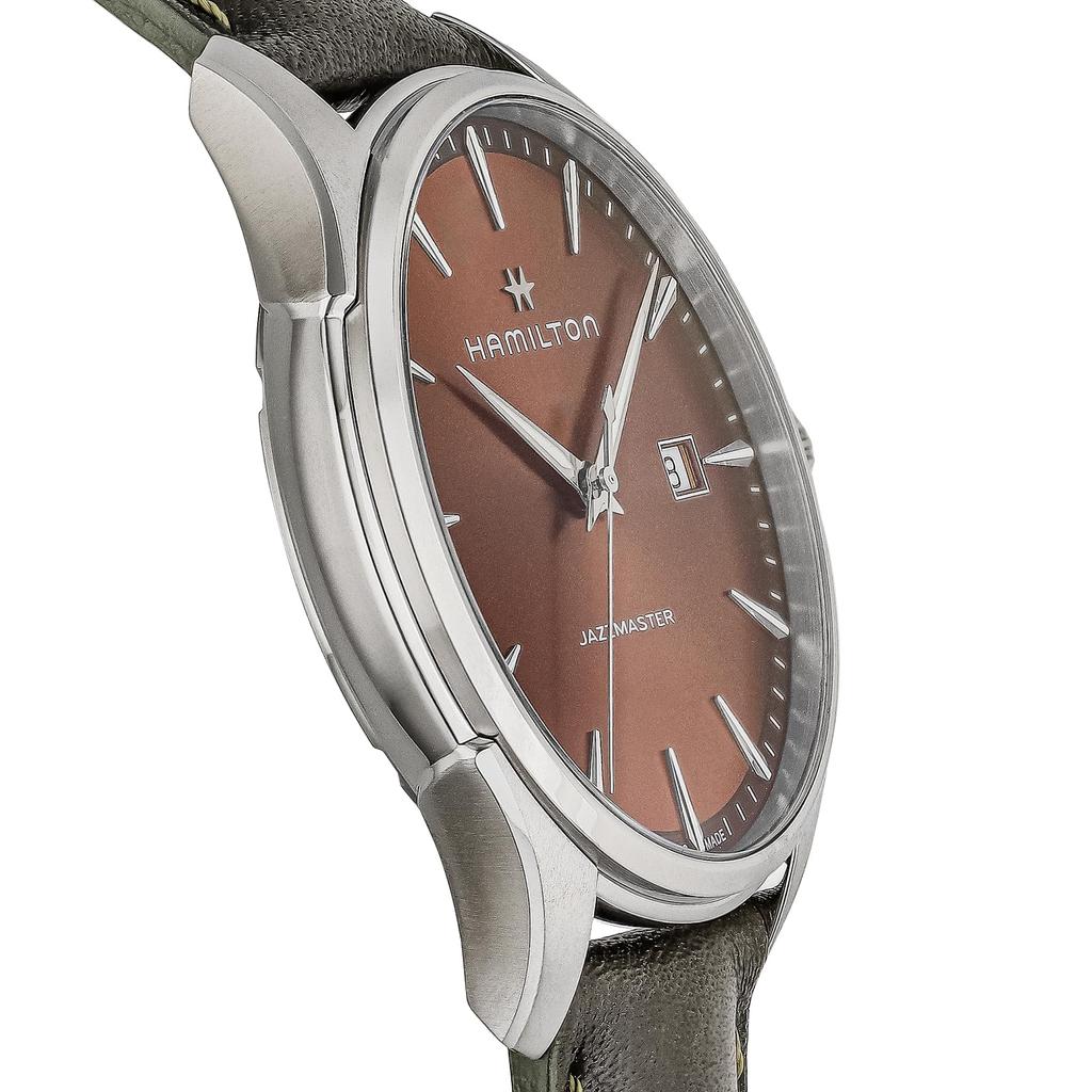 Jazzmaster GENT Brown Dial Stainless Steel Sapphire Glass Quartz 40MM Swiss Watch Brand H32451801 Gray [Hamilton] Men's [Item]