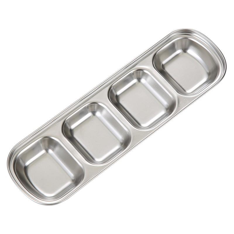 Golden Korean-Style Dual & Triple Compartment Stainless Steel Dipping Sauce Dish