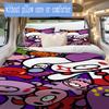 Modern Gloomy Bear Cartoon Pattern Bedding,Quilt Set Quilt Cover Pillowcase Home Birthday Gift (1*duvet Cover+2*pillowcase,without core)XSJT0917512