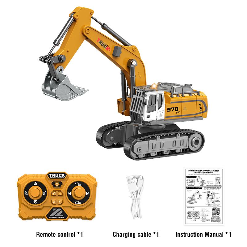 

1/64 Mini Rc Alloy Crawler Excavator App Remote Control 4Ch Truck With Lights And Sound 2 Speed Vehicle Kids Toys Boys Gifts (As shown-7562)-