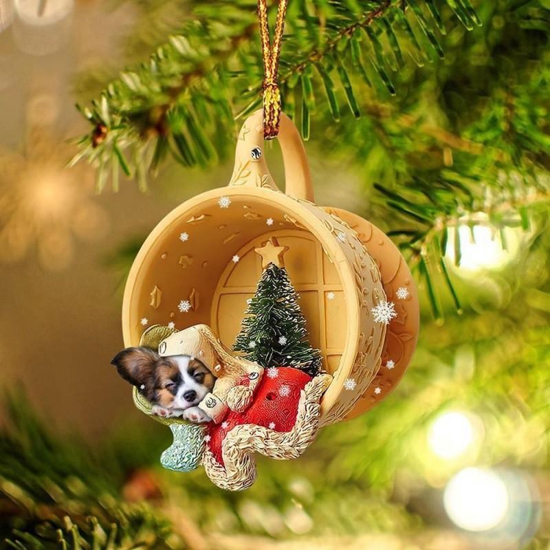 Cartoon Acrylic Cute Flat Dog Cup Holiday Ornament For Car Interior Decoration
