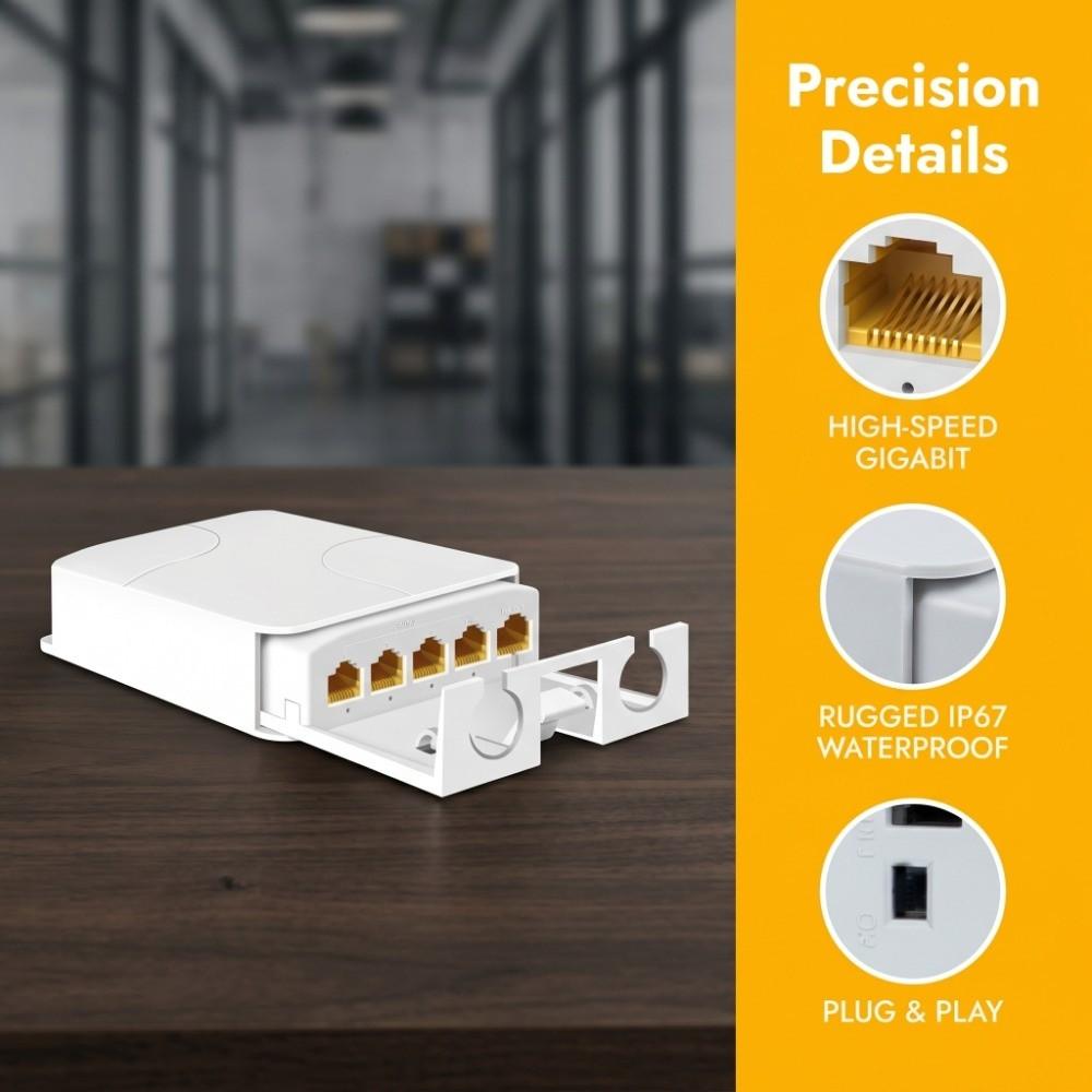 Industrial Network Switch Repeater 4 Port PoE Repeater for IP Port Transmission Extender