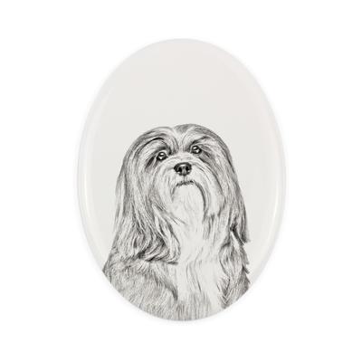 Lhasa Apso - Commemorative Plaque with a Photo of a Dog, Tombstone with a Print, Personalized Oval Plaque from the Brand