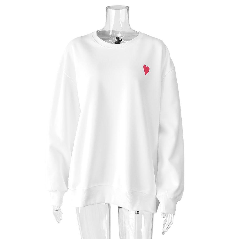 Autumn and winter lazy wind love loose sweater ins women s casual fashion sweet crew neck jumper women S белый