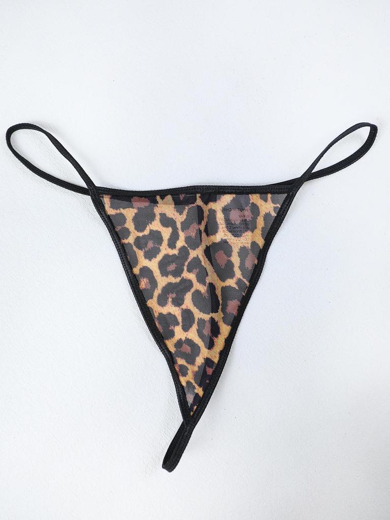 European Sexy Leopard Print Semi-Sheer Spaghetti Strap Long Dress Set