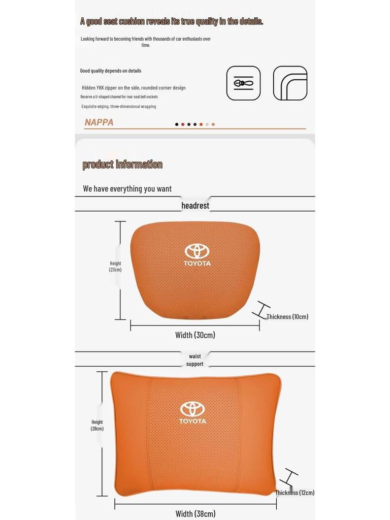 Compatible Neck Pillow & Lumbar Support for Toyota Corolla, Camry, Vios, Yaris, Levin, RAV4