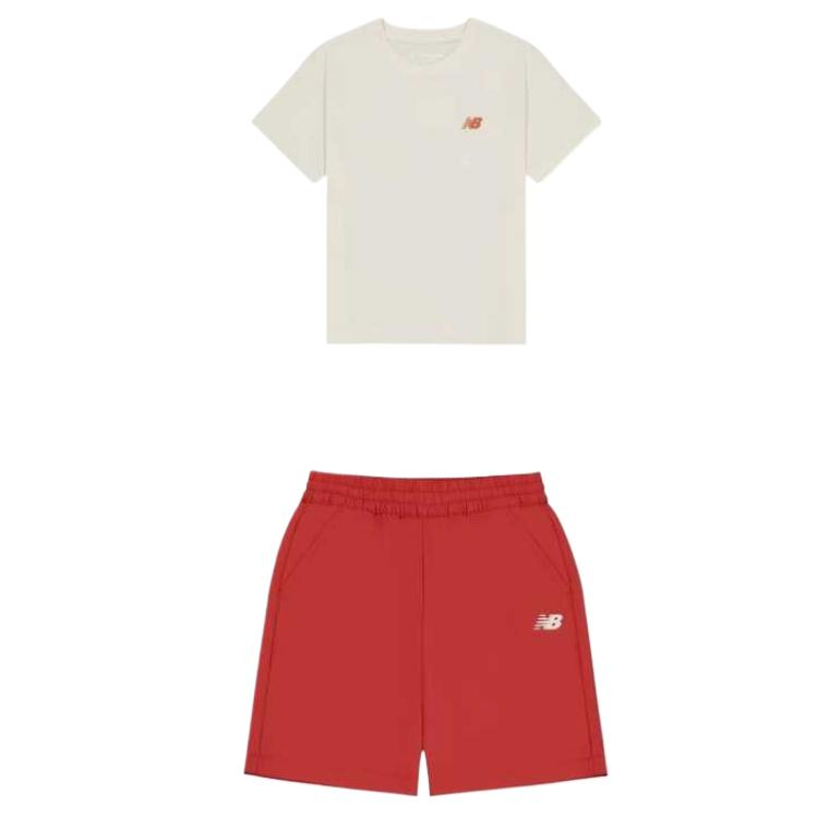 New Balance Casual Sportswear 2 Piece Set Beige Red Children Aged 3 7 Years Old 2SF2S083-ORG 120