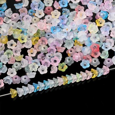50 Pezzi/Lotto Perline Acriliche a Fiore Sfumato Campanula Distanziatori Cappucci Per Ciondoli Fai Da Te Braccialetti Gioielli Creazione Accessori