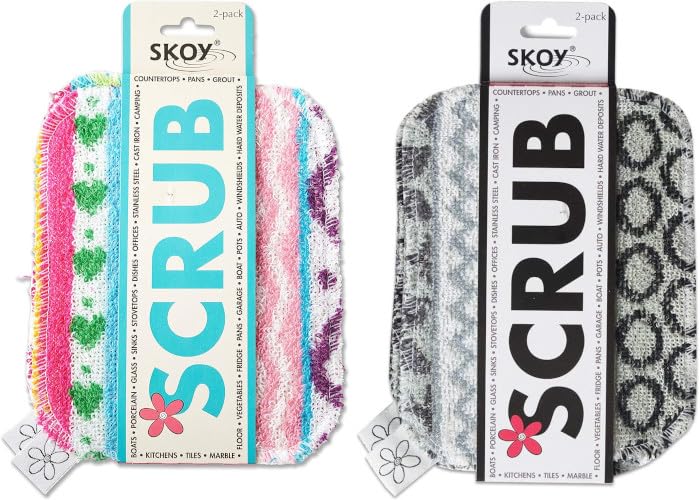 

Салфетки Skoy Scrub для кухни и дома, многоразовые продукты, можно мыть в посудомоечной машине, набор из 2 штук, разные цвета, 2 однотонные, не царапающие, экологичные и
