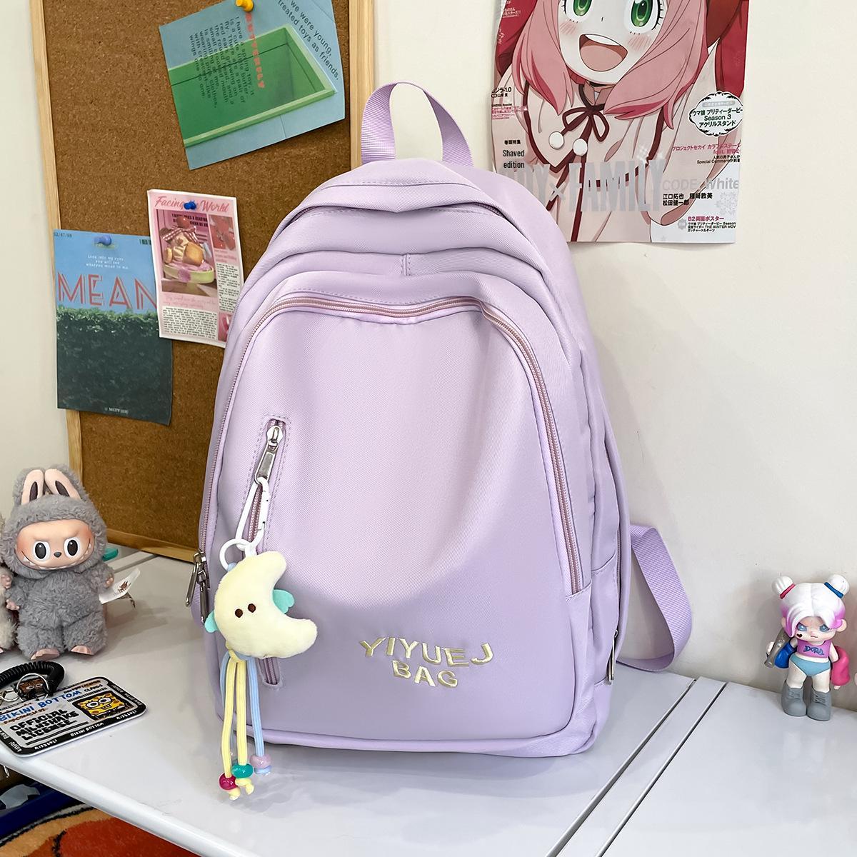 

2025 New Japanese Style Lightweight Backpack for College Women - Casual Travel & Sweet Girl Design Without Pendant світло-фіолетового кольору