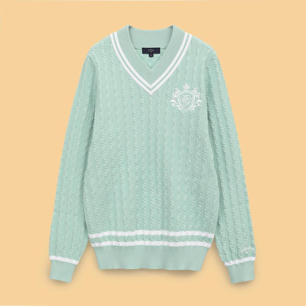 Callaway Cable Knit Sweater Golf C25118200 Green M Women's V-Neck / / 1130_Light