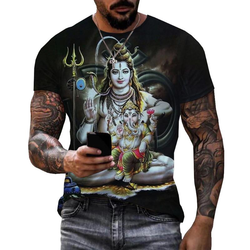 Hindu God Lord Shiva 3D Print T-Shirts Hinduism Vishnu Men Women Fashion Oversized Short Sleeve T Shirt Male