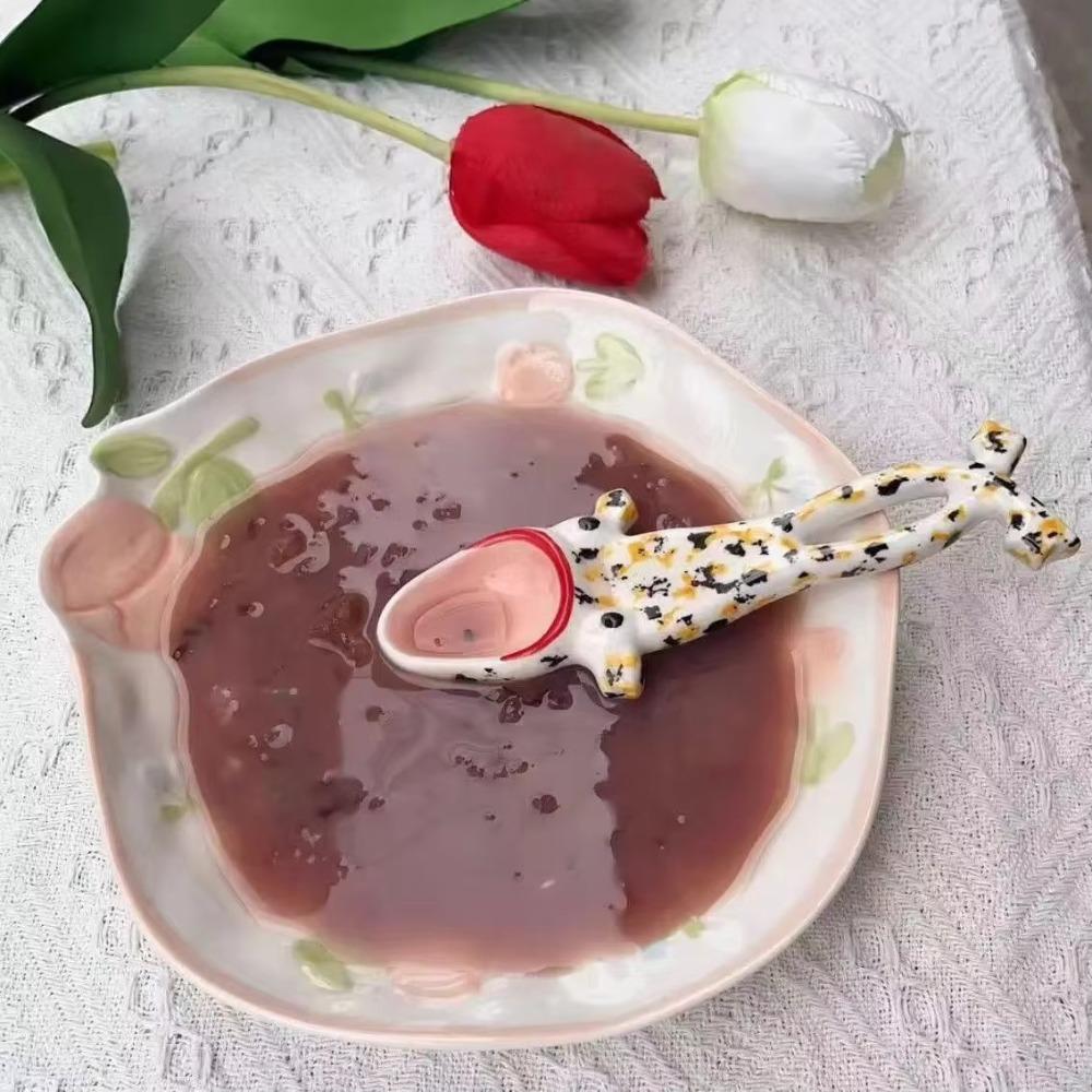 Ceramic Dessert Spoon Cute Stirring Spoon Household Coffee Spoon  Kitchenware