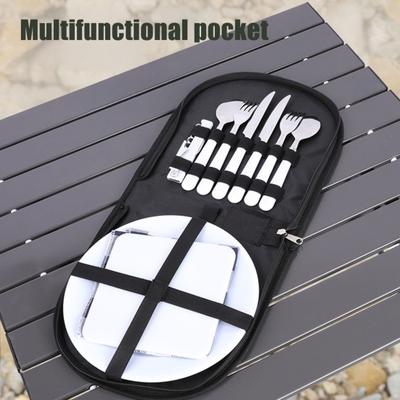 Tableware Storage Bag Oxford Cloth Waterproof Zipper Multi-Functional Partition Foldable Portable Design Camping Storage Bag