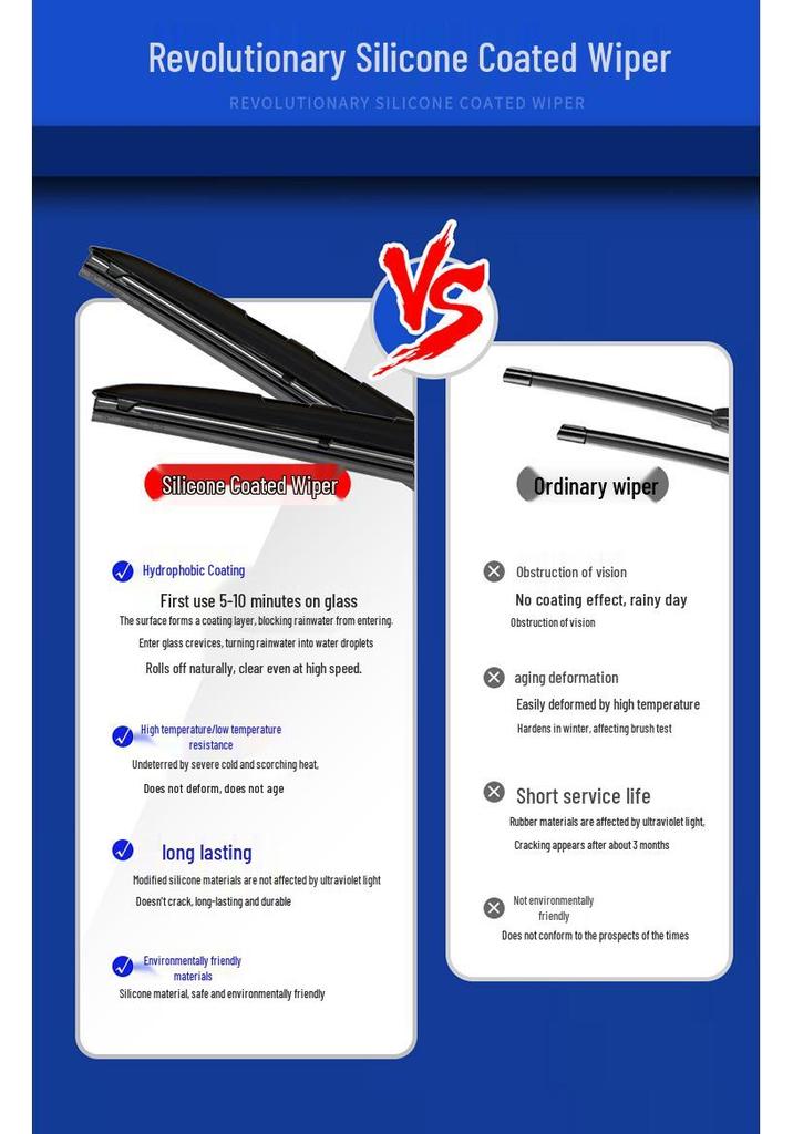Universal Silicone-Coated High-End Silent Wiper Blade for ASX, Multi-Functional Three-Section Water-Scraping Blade.