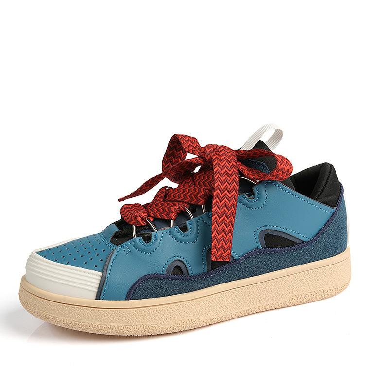 2024 New Summer and Autumn German Training Shoes Young Couple Harajuku Lace-up Round Head Bread Shoes Platform Casual Men's Shoes