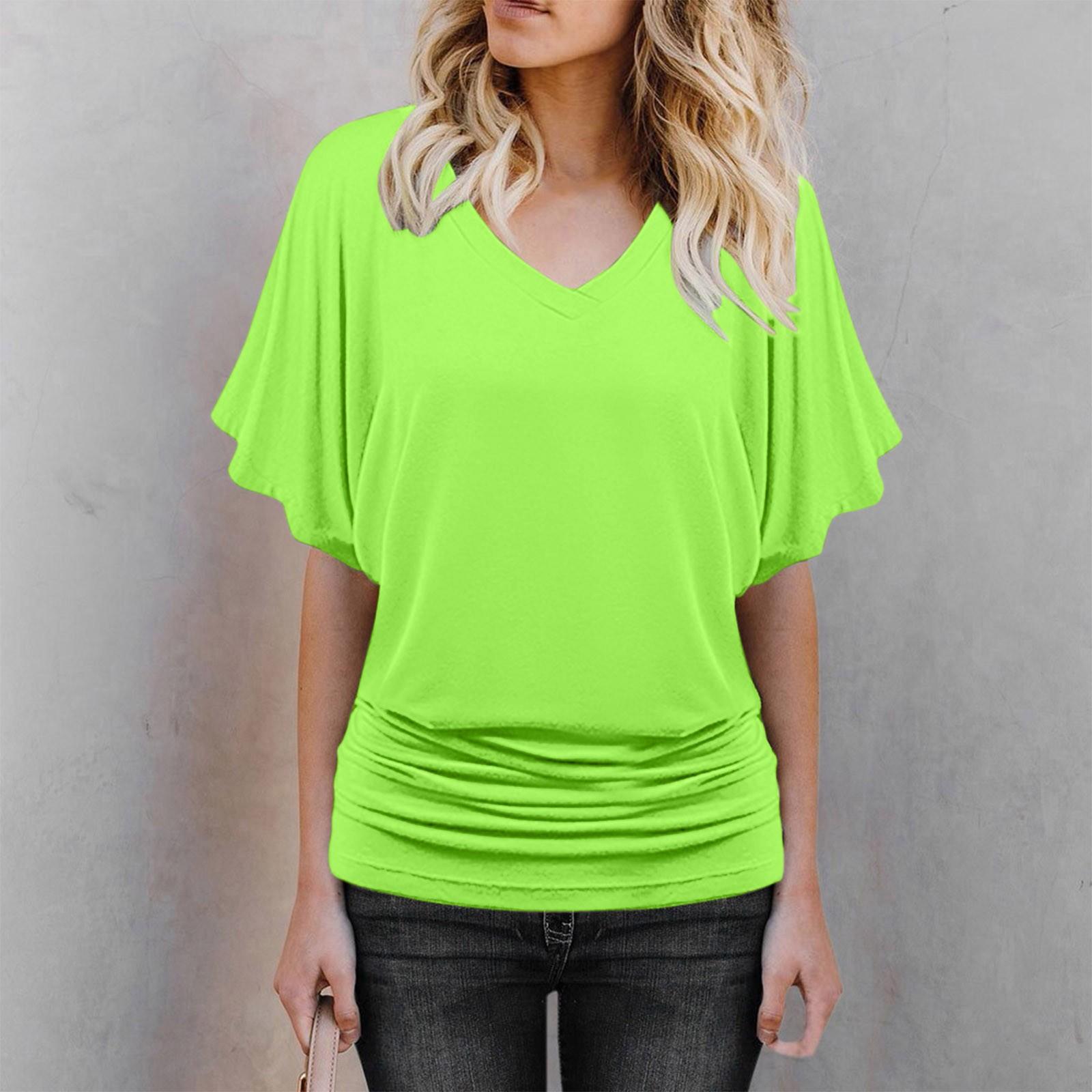 

Women Fashion Summer 2022 Sleeve Casual T-Shirt Tops Blouse M зелёный
