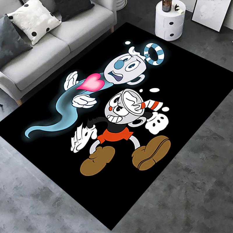 1pc Ghost,Coffee,Cuphead Office Carpet Soft Polyester Non slip Machine Washable Indoor Carpet Living