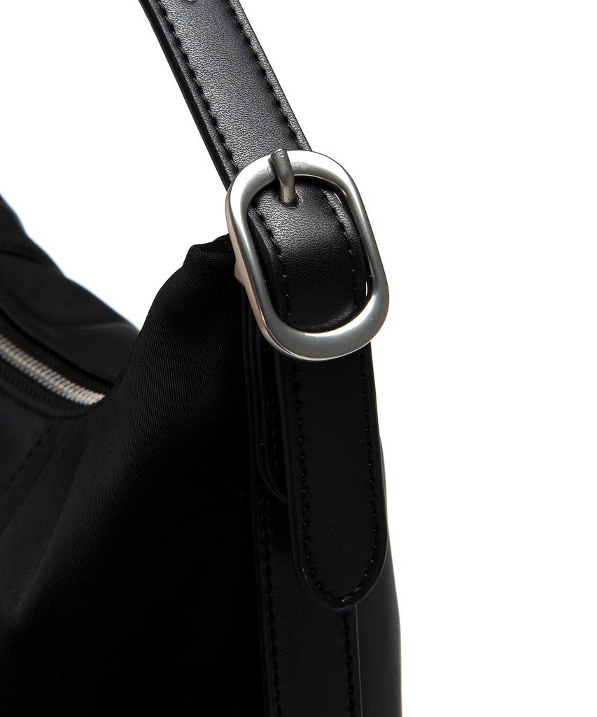 Lee Leather Color Block Nylon Shoulder Bag Black