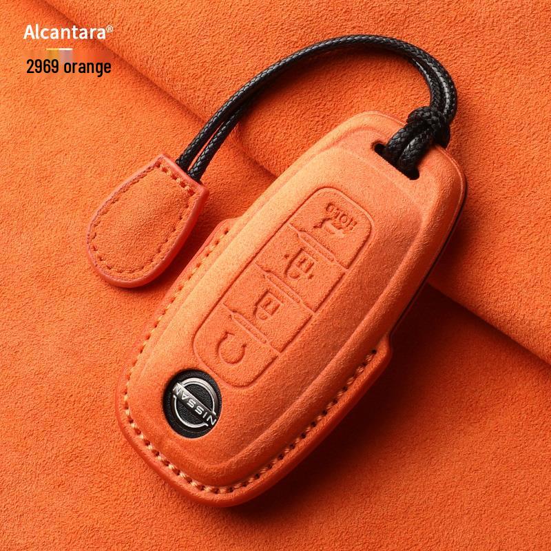 Nissan Teana/X-Trail/Qashqai/Tiida Key Case: Suede, Full Coverage, Tanlu Buckle