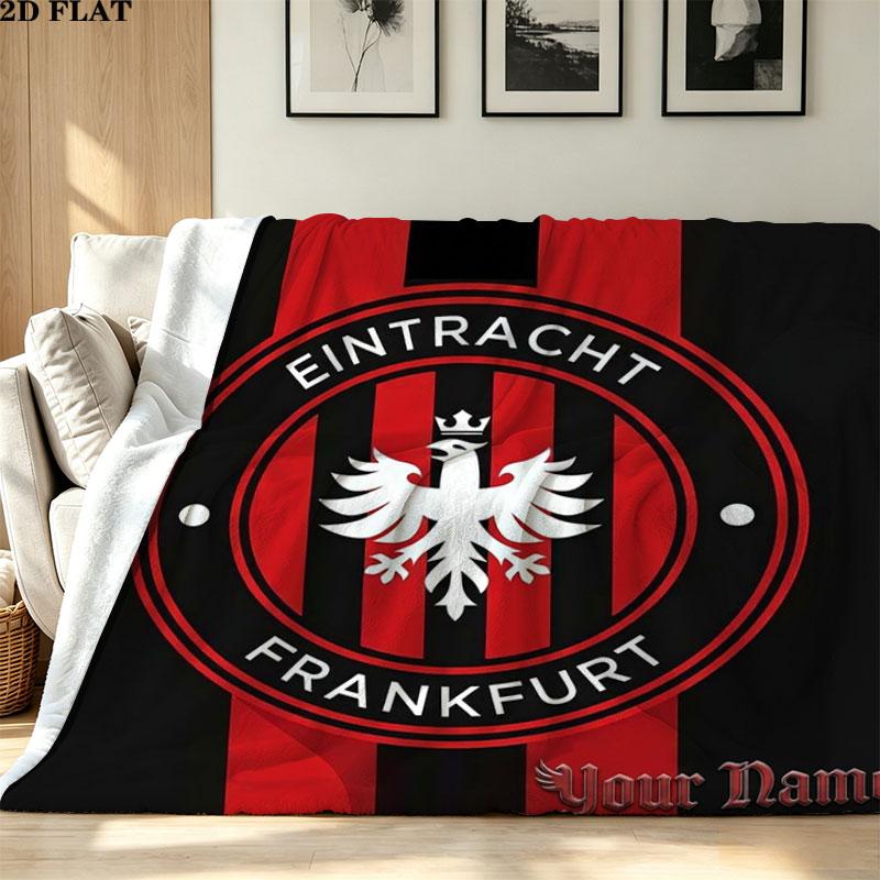 1PC Eintracht Frankfurt Custom Name Patterned Flannel Blanket Suitable For All Seasons for Home Decor Warmth and Comfort Gifts Holiday Present