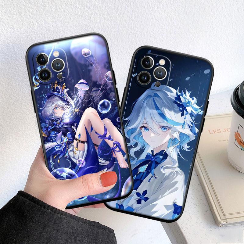 LO48 Genshin Impact Furina Aether Soft Shell Phone Case for iPhone 16 15 14 13 12 Pro Max Plus Mini