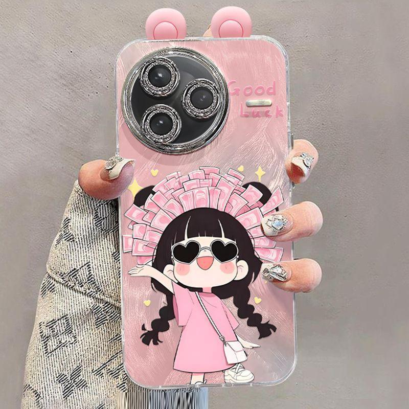 Soft Silicone Phone Case With Lanyard Redmi K80 K70 Pro Shockproof Cover Cute Glitter Design Girls Redmi K80