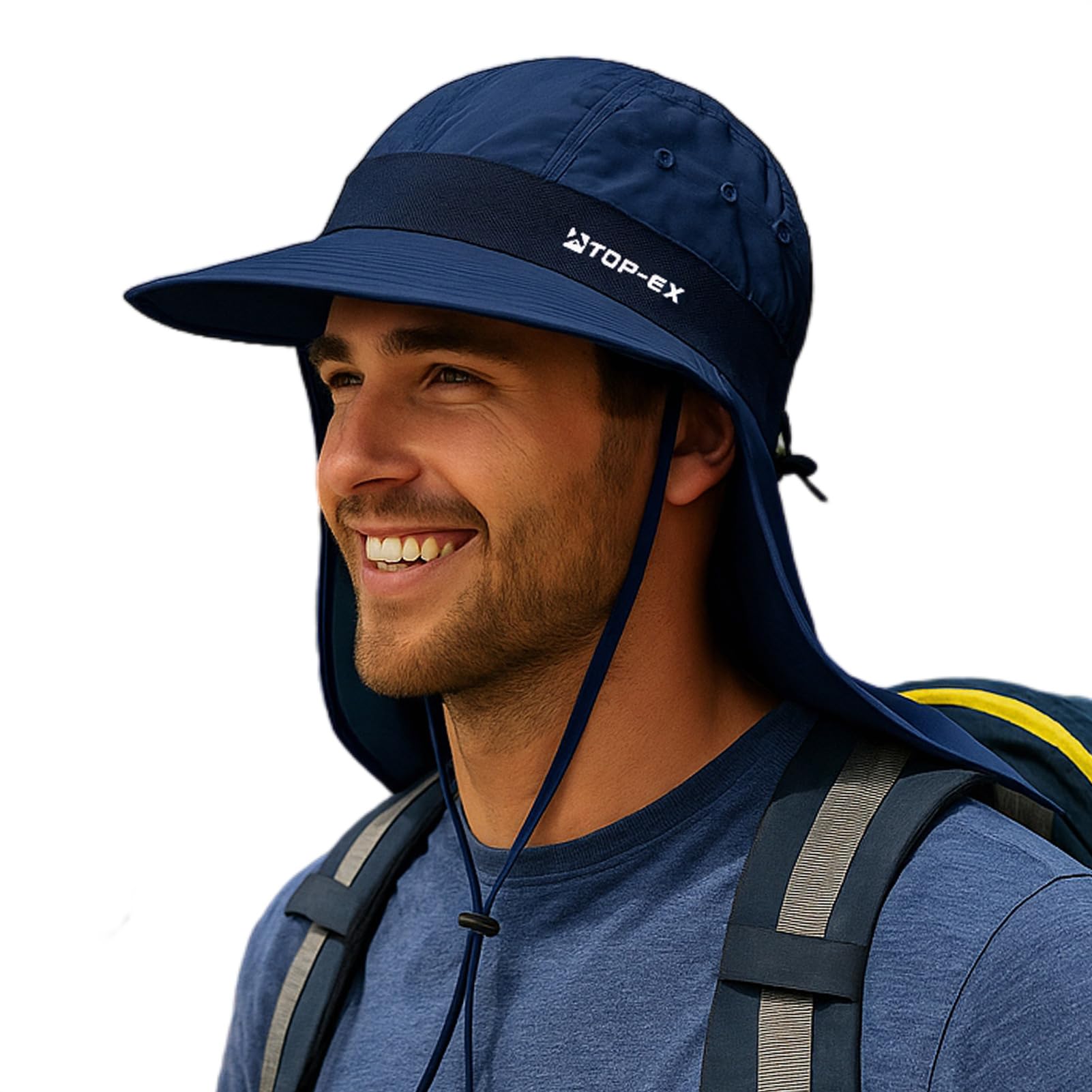 

Cooling Sun Hat with Neck Safari Wide Fits Large Fishing [TOP-EX] Flap, UPF50+, Hat, Foldable, Brim, Heads, Hiking, (Navy, XL/XXL Sizes)