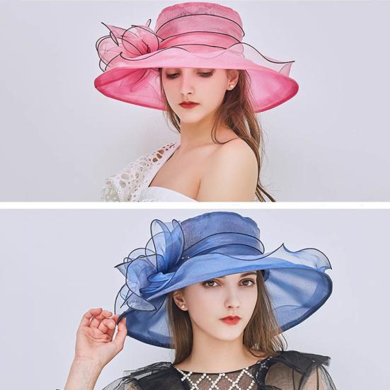 Beach Hat Floral Design Sun Protection Adjustable Organza Thin Elegant Sun Cap Fashion Accessories