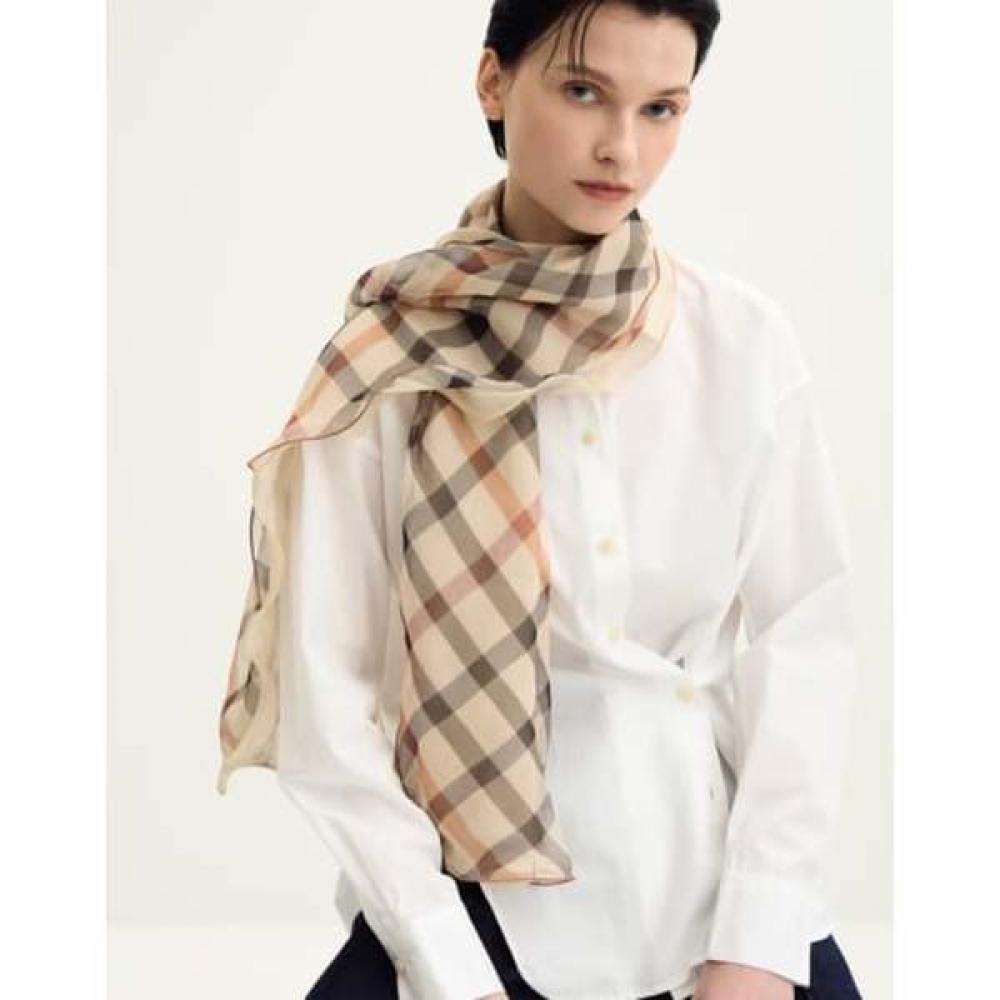 Daks Brown Check Long Silk Scarf Dcsc5f290w2