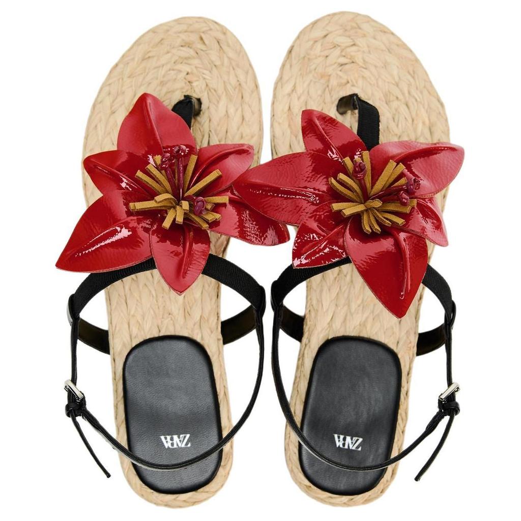 Zara Fashionable Versatile Trendy Flat Sandals Women Sandals Red 11669310600