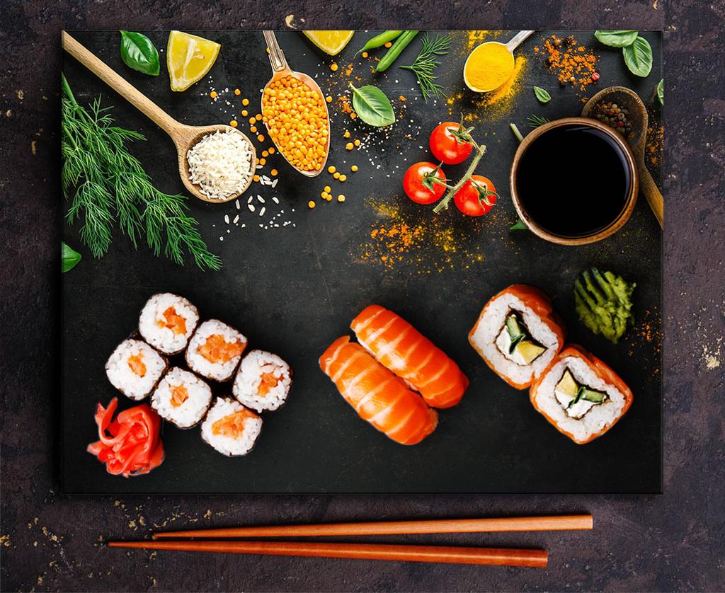 GLASS PLATE CUTTING BOARD 52x40 SPICES