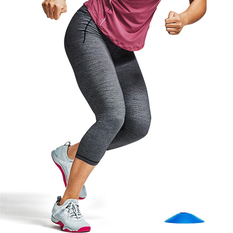 Under Armour Meridian Heather Crop High-Performance Stretch-Knit Fitness Pants Women bottoms Grey 1356379-001