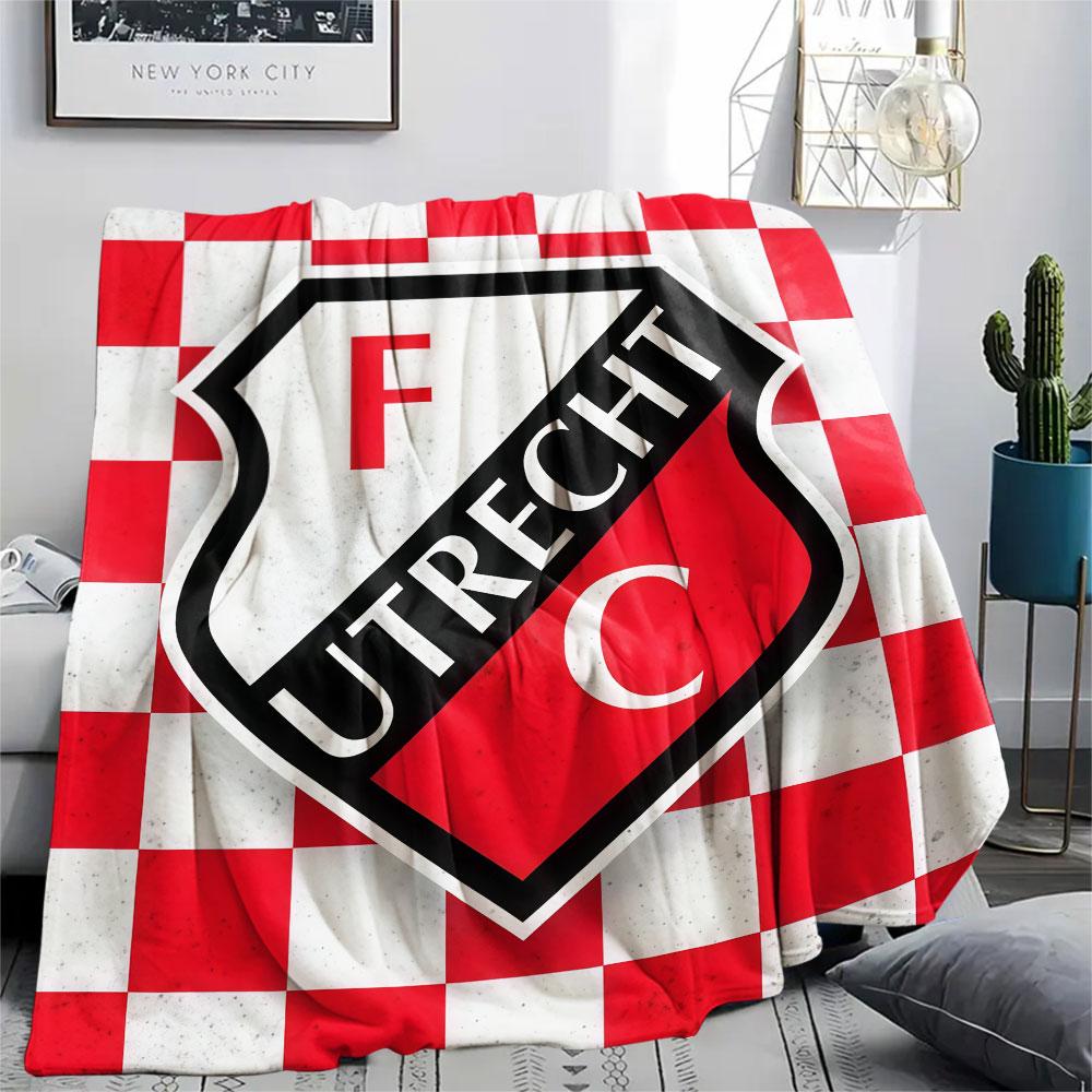 FC Utrecht bedeckte Flanelldecke, weicher Überwurf für Schlafzimmer Sofa, waschbar, Fußballfanartikel, tolles Geschenk.