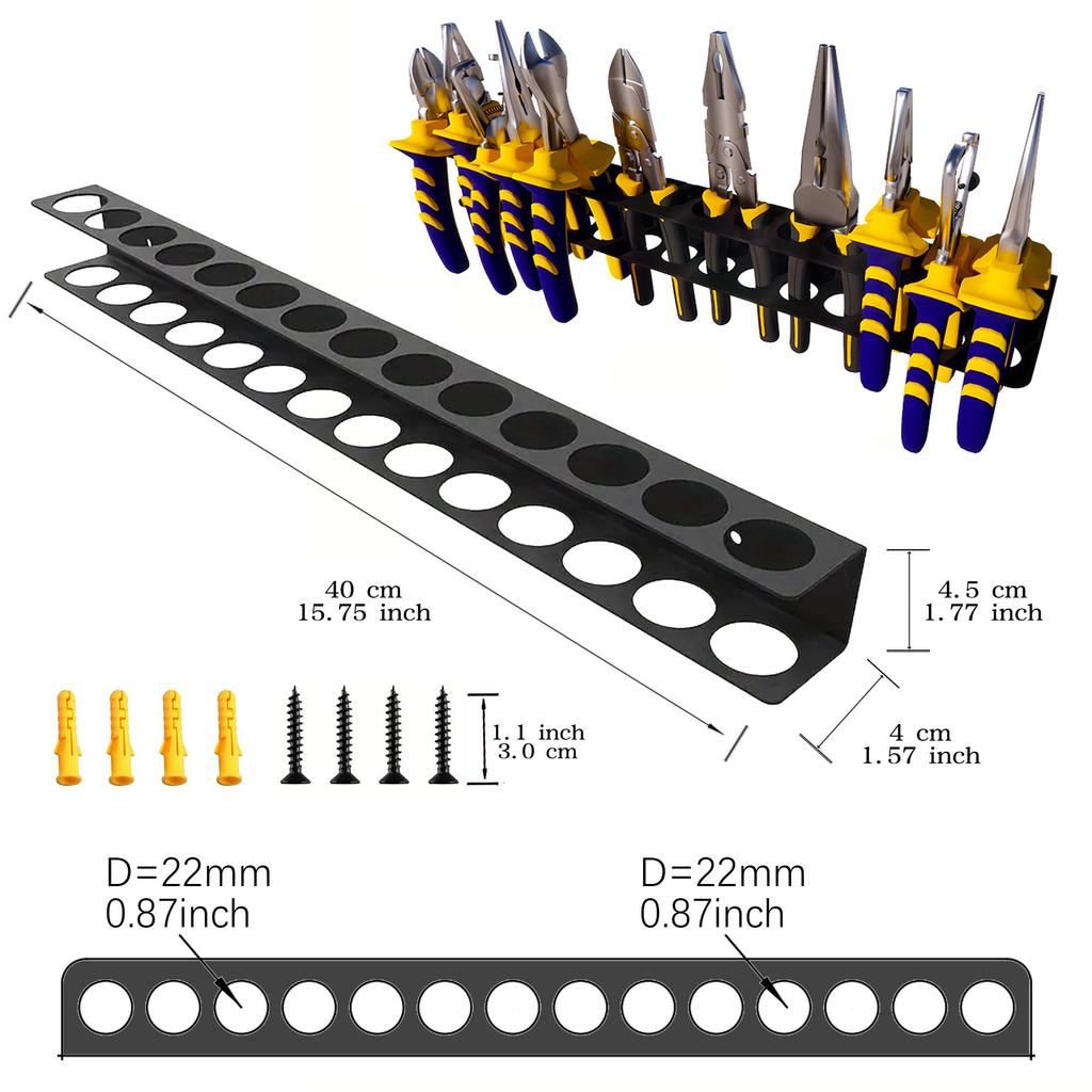 Wall-Mounted Heavy-Duty Metal Tool Holder & Storage Rack Space-Saving Storage for Pliers & Screwdrivers Perfect Gift for Men/Fathers